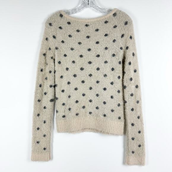 Moth Anthropologie Dotted Woolly Sweater Fuzzy Eyelash Pullover Tan Womens Sz S - Picture 8 of 11